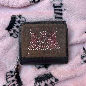 Vintage Juicy Couture Brown Black and Pink with Rhinestone Wallet